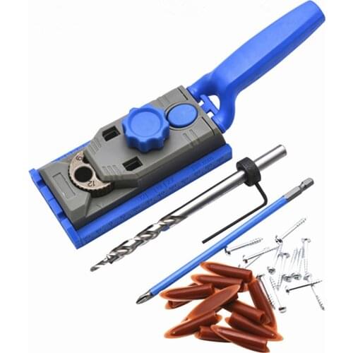 2 in 1 Genius Woodworking Pocket Hole Jig Kit Set 6-12mm Drill For Kreg Pilot W/ Scale Straight Hole Positioner Punching Tool