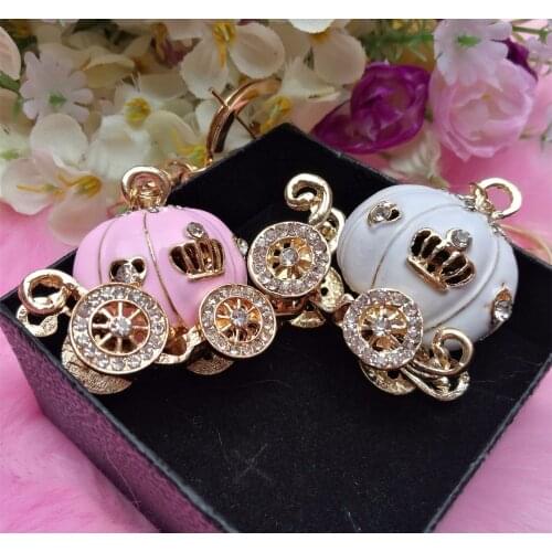 4pcs/lot Rhinestones paint scent pumpkin carriage Cell Phone DIY Decoration and keychain charms
