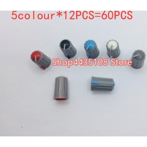 60pcs half-axis potentiometer fader knob cap D / mixer plastic cap 17.3mm*11mm hole 6mm 270 degree / black gray red white