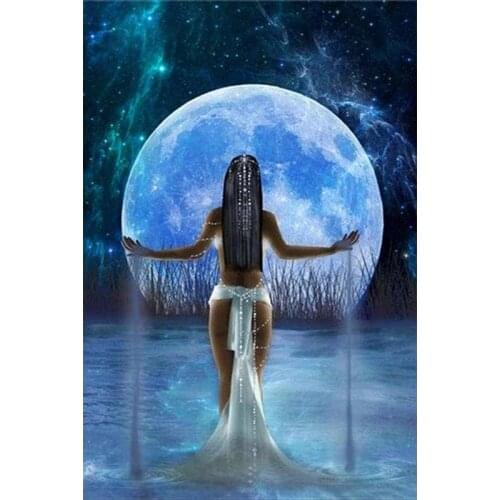 Diy Diamond Painting Cross Stitch Goddess Of The Moon Embroidery Mosaic Full Square Round Drill Rhinestone Home Decor Needlework