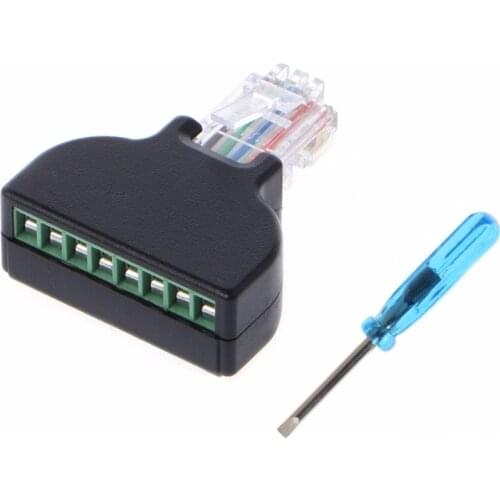 BGEKTOTH New RJ45 Ethernet Male To 8 Pin AV Terminal Screw Adapter Converter Block Plug CCTV #1A60336