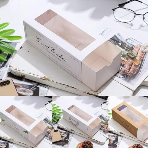 50 Sets Paper Color Bakery Cookie Cake Pies Boxes With Windows Package Decorative Box For Food Gifts Box Packaging Bag