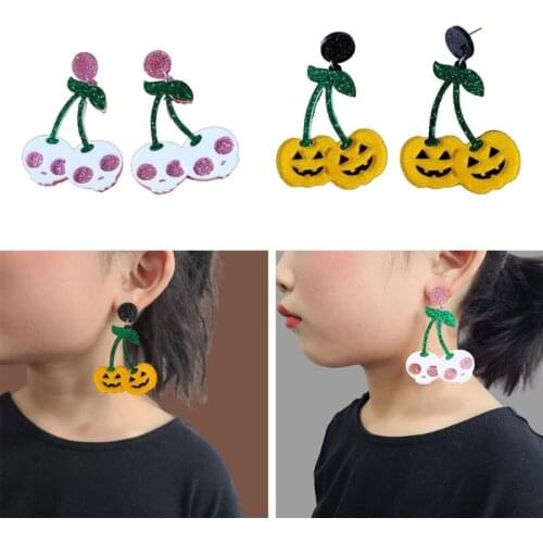 E56A Fun Skull Ghost Head Skeleton Dangle Earrings Novelty Eardrop Festive Jewelry