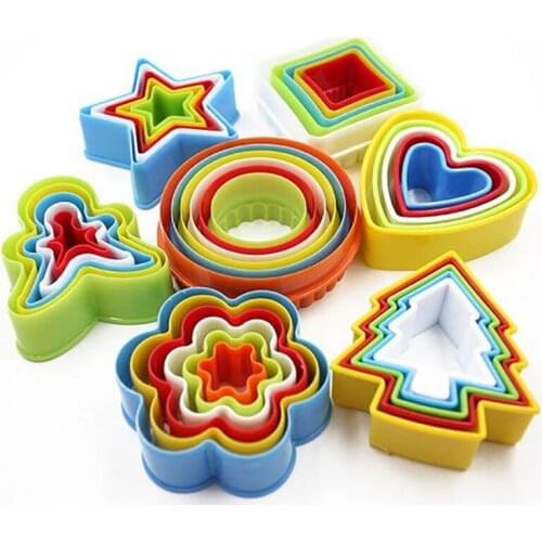 5pcs/Set Cookie Cutter Cake Mold Biscuit Fondant DIY Mold Star Heart Round Flower Shape Kitchen Baking Tools Cake Cookie Mold