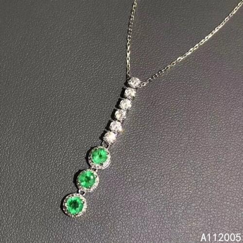 KJJEAXCMY fine jewelry 925 pure silver inlaid natural emerald girl new Pendant Necklace classic clavicle chain support test