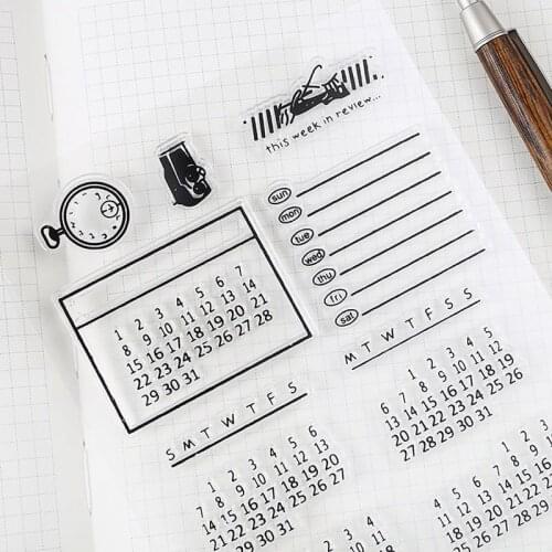 Month Date Calendar Transparent Clear Stamps Silicone Seals for DIY Scrapbooking Planner Diary To Do List Decoration Stationery