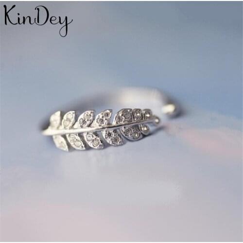 Kindey New Trendy Silver Color Crystal Leaf Rings For Women Wedding Men Jewelry Finger Rings Wholesale