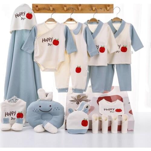 20 Pcs/set Infant Baby Girl Jumpsuit Long Sleeve Round Collar Button Boys Clothes Sets 0-3 Months Without Box