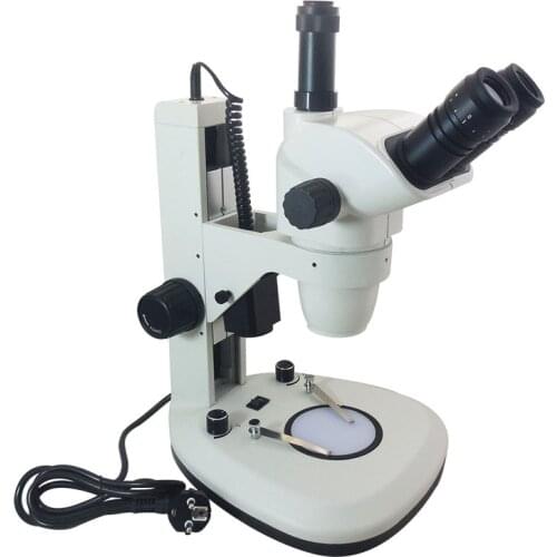 Lab Research 6.7X-45X Industrial Stereo Zoom Trinocular Microscope PCB Boards Inspecting