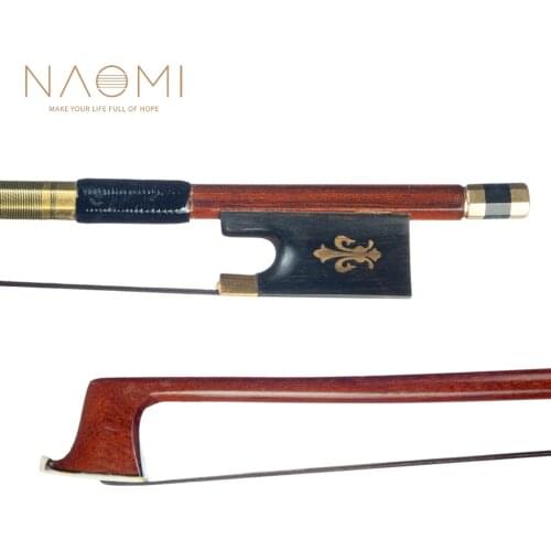 NAOMI IPE Bow 4/4 Size Violin Bow Round Stick Lizard Skin Grip Black Horsehair W/ Ebony Frog Violin/ Fiddle Bow
