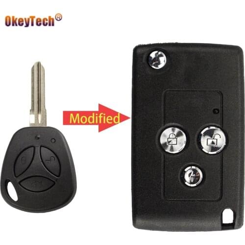 OkeyTech Modified Flip Folding Remote Control Car Key Case Shell For LADA Priora Niva Vaz Granta Samara 2108 XRay Sedan 3 Button