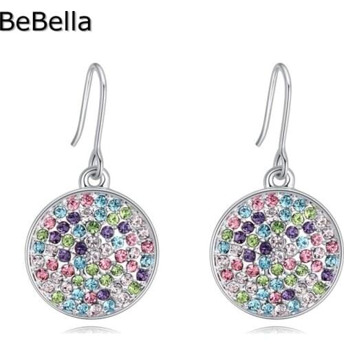 BeBella trendy round shape drop crystal earrings for women made with Czech crystal for girls Christmas gift