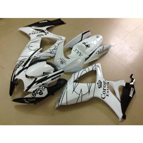 Custom white black Fairing kit for SUZUKI GSXR600 750 06 07 GSXR600 GSXR750 GSX-R600 750 K6 2006 2007 Fairings set+gifts SG02