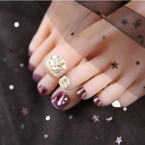 Full Toe Nail Sticker Cherry Red Rhinestones Toe Nails Decals High-quality Skin-friendly Materials Non-noxious