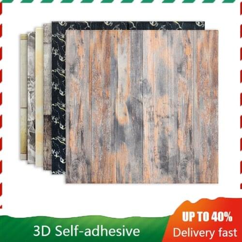35x35cm 3d Stereo Wall Stickers Waterproof Moisture Proof Mildew Foam Wallpaper Decorative Ceiling Wood Grain Stickers