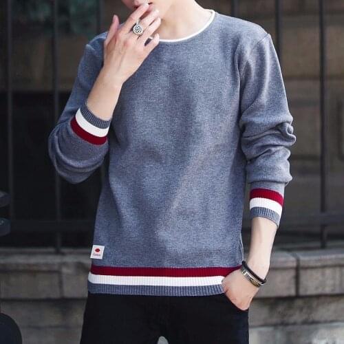 2020 new mens sweater new Korean long sleeve knitted shirt youth versatile sweater round neck