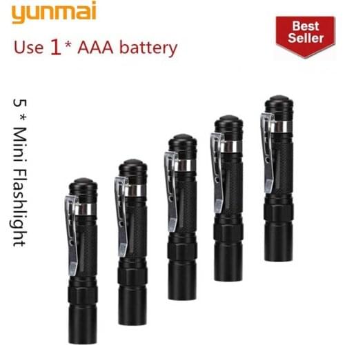 New 5 pcs Mini Penlight LED Flashlight Torch XML Q5 2000LM Pocket Light Waterproof Lantern AAA Battery Led For camping hiking