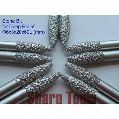 Sharp-TOOLS 5pc 20 Degree Diamond CNC Router Bits for CNC Marble Tile Stone Carving Tools 3D Milling/Letters Engraving/Embossing