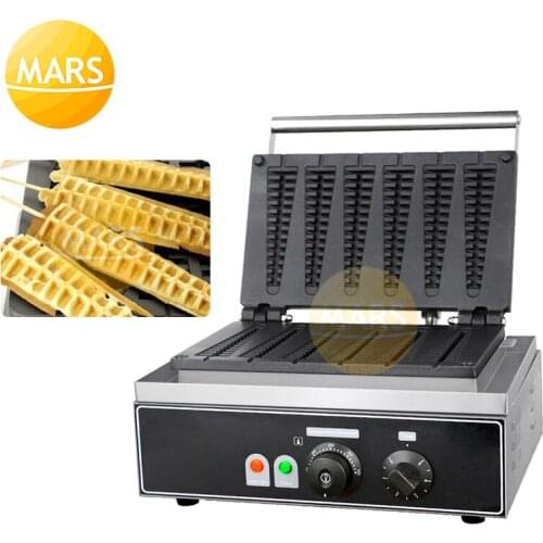 Food Equipment Electric 6pcs Lolly Waffle Maker Muffin Waffle Baker Iron Commercial Waffle Stick Machine Breakfast Baking Pan