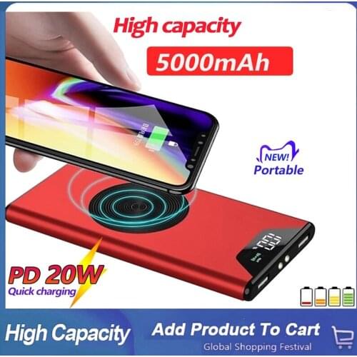 50000mAh Wireless Portable Charger Fast Charging with 2USB External Battery Digital Display Power Bank for Xiaomi Samsung Iphone