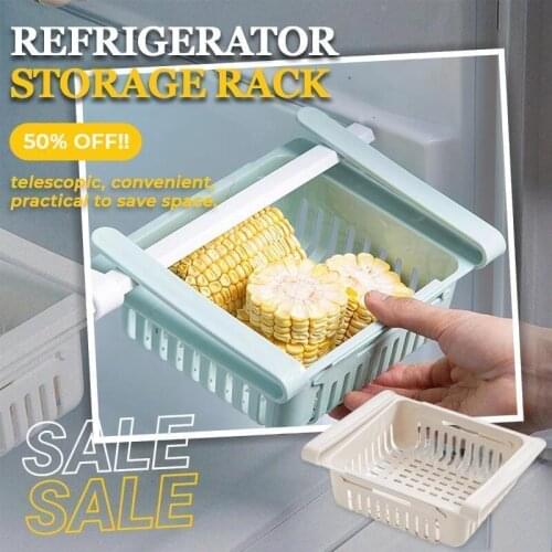 Adjustable Refrigerator Storage Rack Stretchable Organizer Basket Refrigerator Pull-out Drawers Fresh Storage Rack Dropshipping