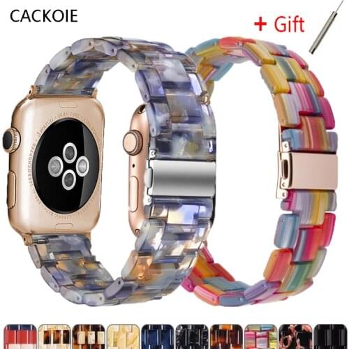 Resin Watch strap for apple watch 6 5 4 band 42mm 38mm transparent correa belt for iwatch 6 series 5 4 3/2 bracelet 44mm 40mm