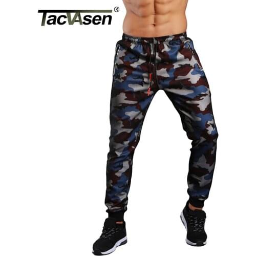 TACVASEN Fashion Camouflage Casual Taper Pants Mens Gym Fitness Sport Sweatpants Jogger Running Ankle Track Pants W/ Zip Pockets