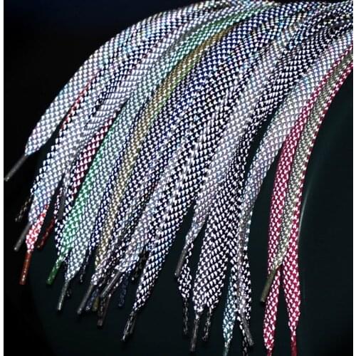 1Pair Reflective Flat Shoelaces Fluorescent Sneaker Shoestrings Sports Shoelace Running Shoes lace Adult children Shoelaces