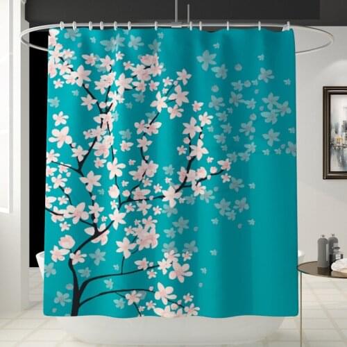 3D Blossoms Print Fabric Shower Curtains Bathroom Curtain Set Flower Anti-skid Rugs Carpet Toilet Lid Cover With Bath Mat Sets