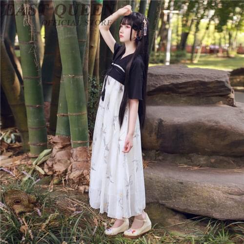 Chinese Traditional Costume Dresses Summer 2019 Short Sleeve Hanfu Dress Harajuku Kawaii Japanese Dress Chinese Style DD958