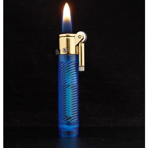 Mini Magic Lighter Can Lock the Flame Metal Grinding Wheel Flint Lighters Ghost Blue Flame Butane Gas Visible Gas Capacity