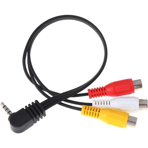 High Quality 3.5mm AV Angled Plug to 3 RCA Female Jack Audio Video Adapter
