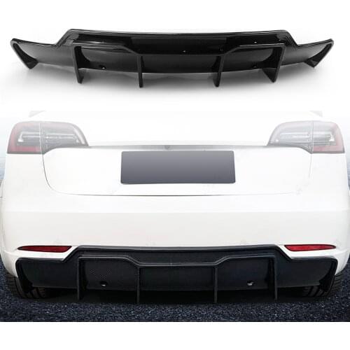 Rear Diffuser Bumper Lip For Tesla Model 3 2016-2021 Replacement Glossy Black Tailgate Trunk Lower Moulding Spoiler Cover Plate