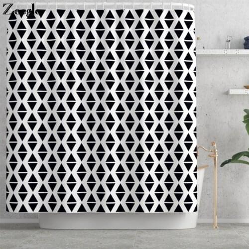 Printing Abstract Geometry Pattern Shower Curtain Set Home Decoration Waterproof Shower Curtain 180x180cm with Hooks Washable