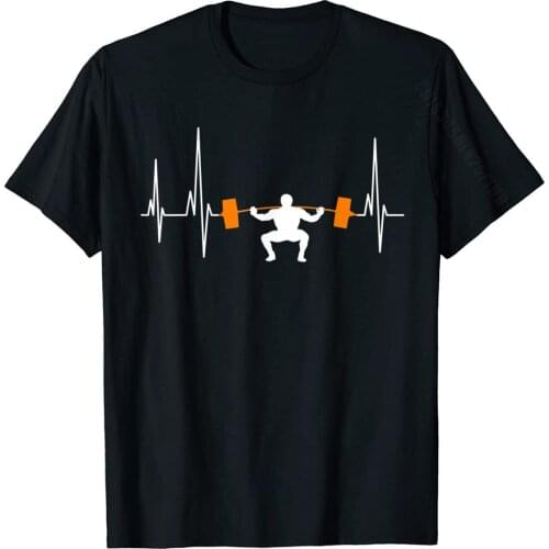 Barbell Weightlifting Heartbeat Bodybuilding Cool Funny Gym T-Shirt Print T Shirt For Men Rife Cotton Tshirts Customized