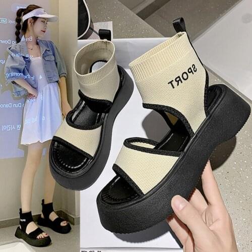 Womens shoes summer fashion all-match casual Roman platform shoes Thick-soled sandals womens heightening knitting