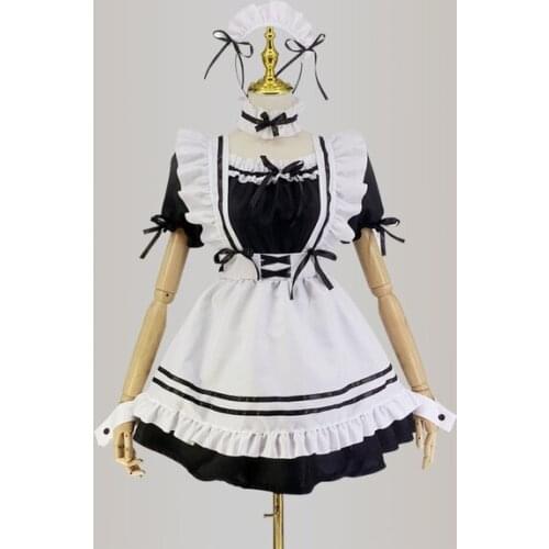 Plus Size Japanese Black and White Maid Dress Everyday Lolita Maid Lovely Dress Cosplay Dress Cross Dressing