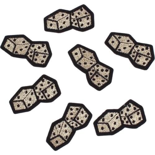 10pcs/lot DIY Clothing Patch Iron On Sew On Dice Stickers Garments Motif Badge Jeans Backpack Appliques Handmade Patchwork Craft