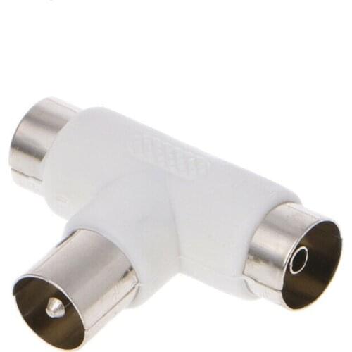 10PC TV T 3 Way Splitter Aerial Coaxial Cable Male to 2 Female Connectors Adapter