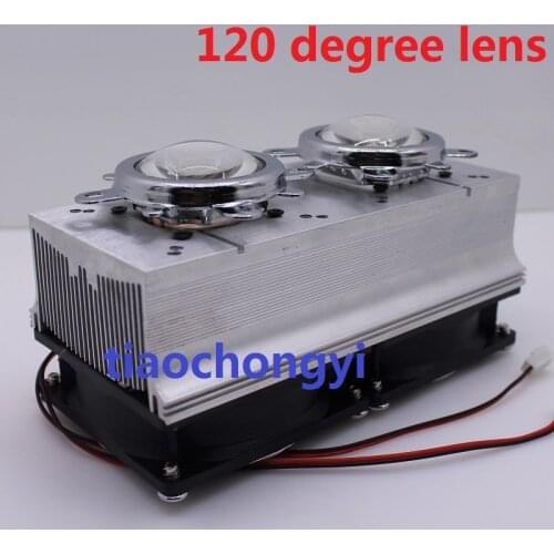 120 degree 12V Led Heatsink Fan + Glass Lens for 20W 30W 50W 100W High Power Led