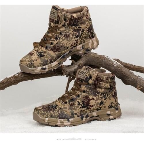 36-46 Size Men Women Desert Camouflage Wool Thermal Tactical Boots Winter Outdoor Skiing Climbing Fleece Thicken Warm Ankle Shoe