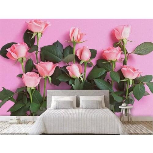 3D Wallpaper Modern Simple TV Backdrop Pink Rose Living Room Bedroom Background mural photo wallpaper for walls 3 d