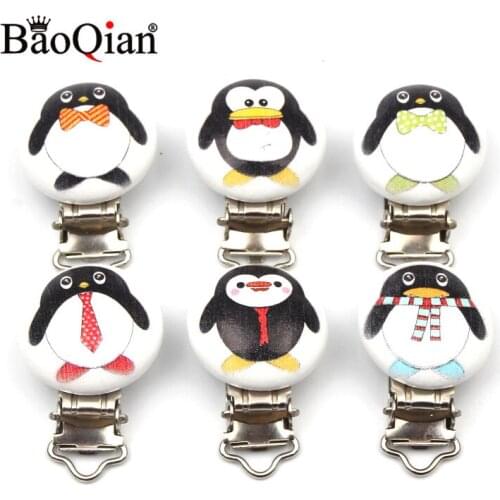 5Pcs Wooden Metal Baby Pacifier Clips For Holders Round Clasps Suspender Children Garment Accessories 29x45mm