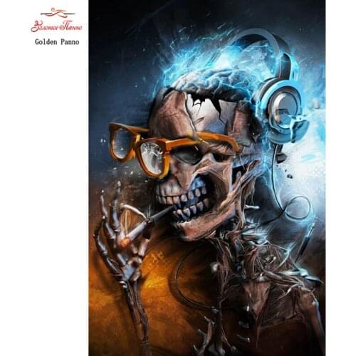5D diamond painting full square stitch mosaic Cool embroidery accessory rhinestone pictures Skeleton wear glasses
