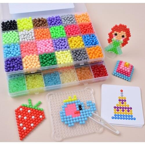 6000pcs 24 colors DIY Magic Beads Animal Molds Hand Making 3D Puzzle Kids Educational beads Toys for Children Spell Replenish