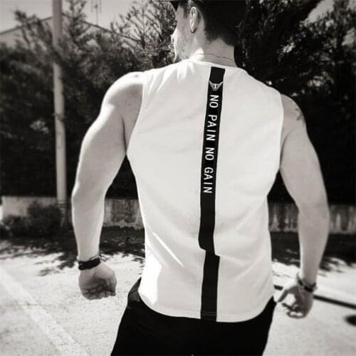 Brand Fitness Clothing Workout Vest Gyms Y Back Tank Top Men Bodybuilding Sleeveless Shirt No pain no Gain Muscle Tank Top
