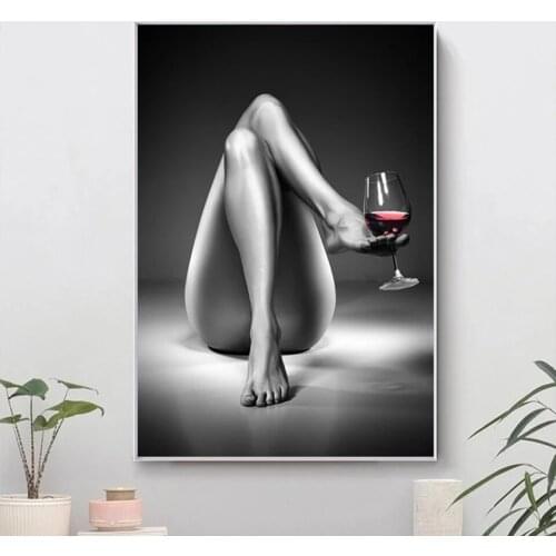 Black white Sexy Nude Woman Red Wine 5d diy diamond painting cross stitch full drill diamond embroidery gift home decor JX2487