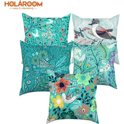 Decorative Pillowcase Flower Birds Pattern Series Cushion Covers Cushions for Sofa Polyester Pillowcover cuscini decorativi