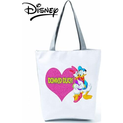 Disney Donald Duck Printed Handbags Women Shoulder Bag Fashion High Capacity Eco Reusable Shopping Bag Cute Cartoon Beach Tote