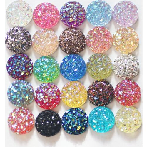 40pcs 10mm Round Flatback Rhinestone Ornaments Ore Resin Bling Convex Surface Crystal DIY Decoration Wedding Appliques Craft